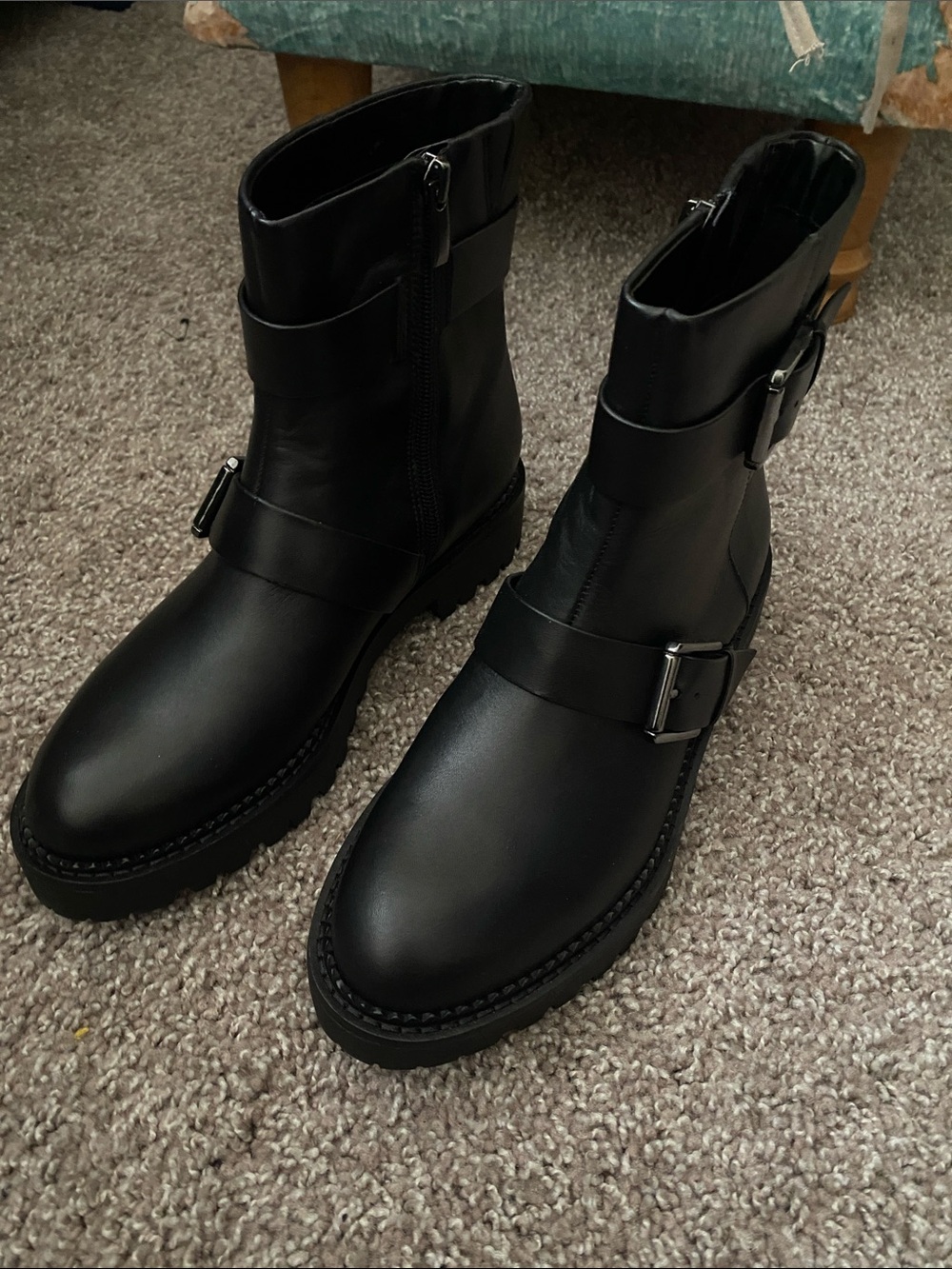 Nordstrom Black Leather Buckle Ankle Boots
